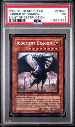 PSA 3 1ST EDITION Judgment Dragon LODT-EN026 Secret Rare Holo YUGIOH - Image 1