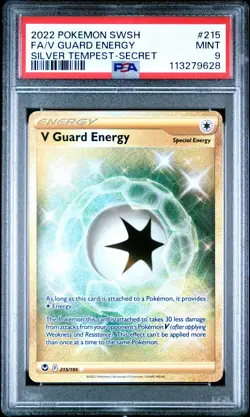 2022 POKEMON SWORD & SHIELD SILVER TEMPEST SECRET FULL ART/V GUARD ENERGY PSA 9 - Image 1