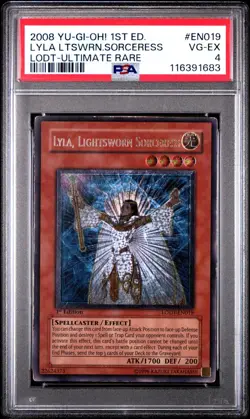 PSA 4 1ST EDITION ULTIMATE RARE Lyla Lightsworn Sorceress LODT-EN019 2008 YUGIOH - Image 1