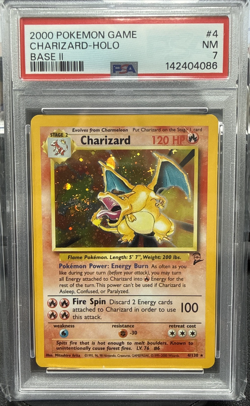 2000 POKEMON BASE SET 2 #4 CHARIZARD-HOLO PSA 7 ***SWIRL*** - Image 1