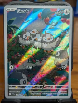Pokemon TCG Scarlet & Violet Base Starly Illustration Rare Holo 221/198 - Image 1