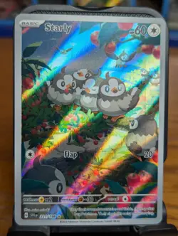 Pokemon TCG Scarlet & Violet Base Starly Illustration Rare Holo 221/198 - Image 2
