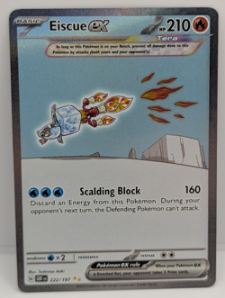 Eiscue ex 222/197 SV03: Obsidian Flames Holo LP Pokemon - Image 1