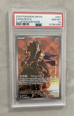 2025 POKEMON DRI EN-DESTINED RIVALS ILLUSTRATION RARE #201 ZAMAZENTA PSA 10 - Image 1