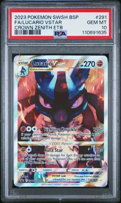 2023 POKEMON SWSH BLACK STAR PROMO #291 FULL ART/LUCARIO VSTAR PSA 10 - Image 1