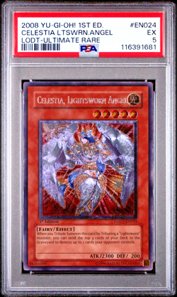 PSA 5 1ST EDITION ULTIMATE RARE Celestia Lightsworn Angel LODT-EN024 2008 YUGIOH - Image 1