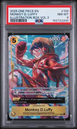 2025 ONE PIECE PROMOS ILLUSTRATION BOX VOL.3 #109 MONKEY D. LUFFY PSA 8 - Image 1