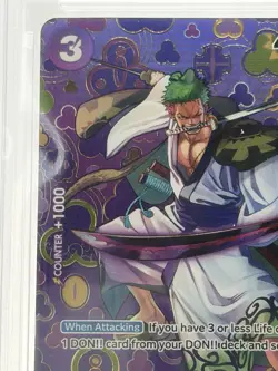 Bandai Zoro-Juurou OP05-067 Emperors in the New World Rare Foil Alt Art PSA 10 - Image 2