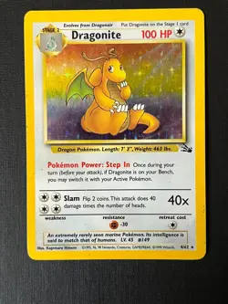 1999 Dragonite 4/62 Holo Rare Pokemon Card - Fossil Set - Image 2