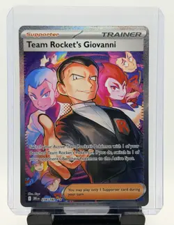 Team Rocket’s Giovanni 238/182 Illustration Rare Holo Destined Rivals Pokemon - Image 1