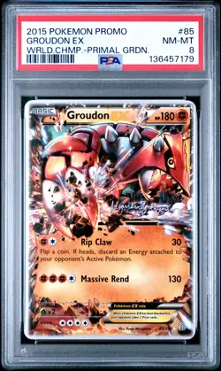 2015 Pokemon World Championships Promo Primal Groudon Groudon Ex #85 PSA 8 - Image 1
