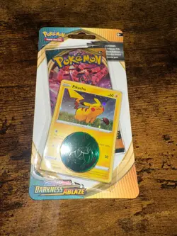 Pokemon TCG Sword & Shield Darkness Ablaze Booster Pack Pikachu + Coin SWSH039 - Image 1