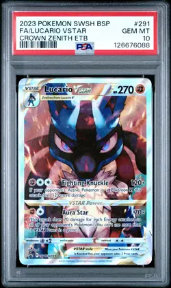 2023 POKEMON SWSH BLACK STAR PROMO #291 FULL ART/LUCARIO VSTAR PSA 10 - Image 1