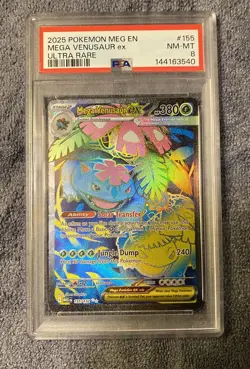 2025 Pokemon ME01 Mega Venusaur ex Ultra Rare 155/132 Holo PSA 8 EN - Image 1
