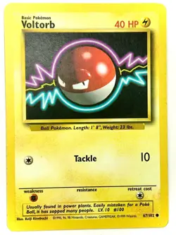 Voltorb 67/102 Common Base Set Unlimited Pokemon Lightly Played - Image 1