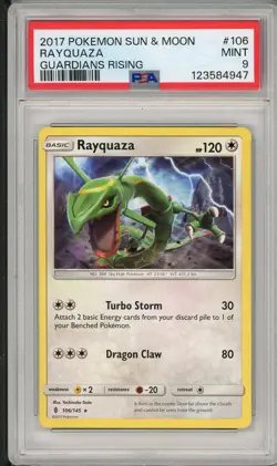 2017 Pokemon Sun & Moon Guardians Rising Rayquaza #106 PSA 9 - Image 1