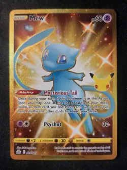 Mew 025/025 Celebrations 2021 Secret Rare Gold Holo Pokemon LP - Image 1