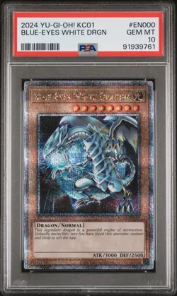 Blue-Eyes White Dragon PSA 10 - KC01-EN000 - Quarter Century Secret Rare -Yugioh - Image 1