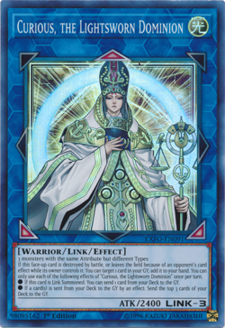 YUGIOH CURIOUS, THE LIGHTSWORN DOMINION SUPER RARE EXFO-EN091 NEAR MINT - Image 1