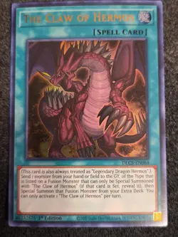 Yugioh The Claw of Hermos DLCS-EN064 Ultra Rare 1st Ed Gold NM - Image 1