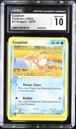 CGC 10 Corphish 52/97 EX Dragon 2003 Pokemon Card - Image 1