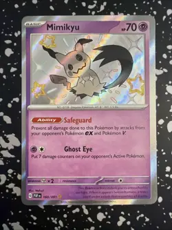Pokemon TCG Mimikyu 160/091 Shiny Rare Paldean Fates NM - Image 1