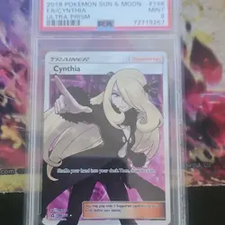 Pokemon Cynthia Ultra Prism 148/156 Ultra Rare Full Art Holo PSA 9 2018 - Image 1