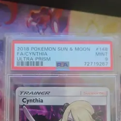 Pokemon Cynthia Ultra Prism 148/156 Ultra Rare Full Art Holo PSA 9 2018 - Image 2
