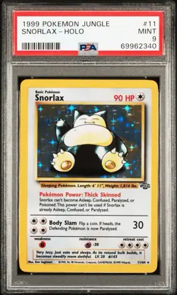 1999 Pokemon Jungle Snorlax Holo 11 Graded PSA 9 - Image 1