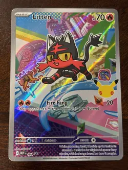 Pokemon TCG Litten 044 Mega Evolution Promo Holo English NM - Image 1