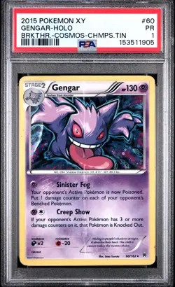 2015 POKEMON XY BREAKTHROUGH COSMOS-CHAMPIONS TIN #60 GENGAR-HOLO PSA 1 - Image 1