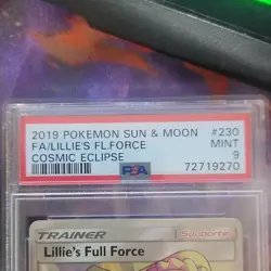 Pokemon Lillie's Full Force Cosmic Eclipse 230/236 Full Art Holo PSA 9 2019 - Image 2