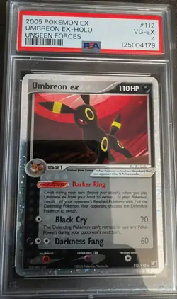 2005 Pokemon EX Umbreon Holo Unseen Forces #112 PSA 4 - Image 1