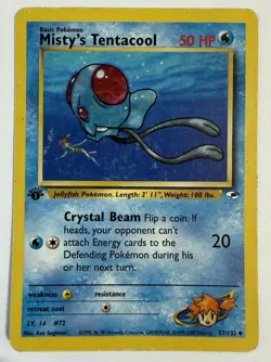 Pokemon TCG Misty's Tentacool 57/132 - Gym Heroes - 1st Edition - WOTC - Image 1