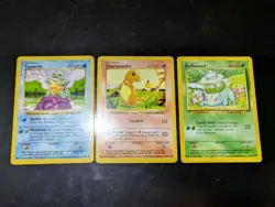 Pokemon TCG Base Set Starters Bulbasaur Charmander Squirtle 3 Card Lot -Played - Image 1