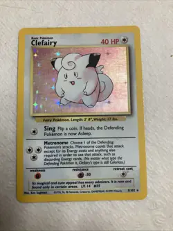 Pokemon TCG Clefairy Base Set Shadowless Unlimited 5/102 Holo Rare MP - Image 1