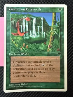 Concordant Crossroads MTG 1995 Chronicles Rare Enchant World LP Haste Card 🔥 - Image 3