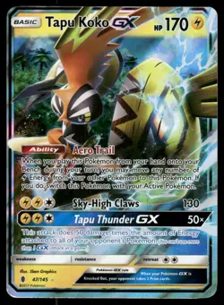 Pokemon Cards Tapu Koko GX 47/145 Guardians Rising Holo Ultra Rare NM - Image 1
