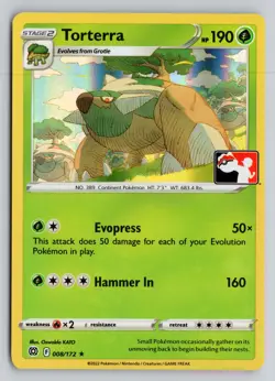 TORTERRA 008/172 RARE PRIZE PACK SERIES CARDS POKEMON HOLO NM - Image 1