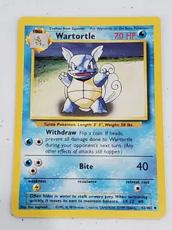WARTORTLE - Base Set - 42/102 - Uncommon - Pokemon Card - Unlimited Edition - NM - Image 1