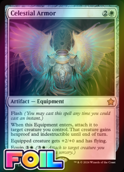 x1 Celestial Armor FDN Foundations MTG 5 FOIL RARE M/NM 1x - Image 1