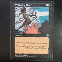 MTG Withering Boon Mirage MIR Uncommon Black Interrupt Counter Spell For 3 Life - Image 1