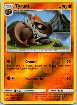 Tyrunt Uncommon SM - Forbidden Light 68/131 LP Reverse Holofoil Pokemon Card - Image 1