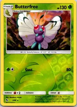Butterfree Rare Hidden Fates 3/68 LP Reverse Holofoil Pokemon Card - Image 1