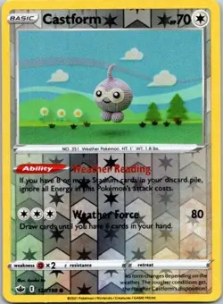 Castform Common SWSH06: Chilling Reign 121/198 LP Reverse Holofoil Pokemon Card - Image 1