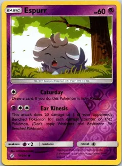 Espurr Common SM - Unbroken Bonds 79/214 LP Reverse Holofoil Pokemon Card - Image 1