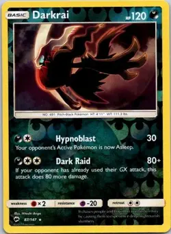 Darkrai Holo Rare SM - Burning Shadows 87/147 LP Reverse Holo Pokemon Card - Image 1