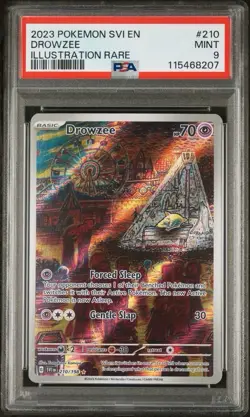 Pokemon 2023 Drowzee 210/198 Illustration Rare Scarlet & Violet PSA 9 - Image 1