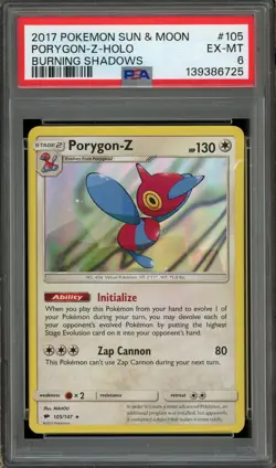 2017 Pokemon Sun & Moon Burning Shadows Porygon-Z Holo #105 PSA 6 EX-Mint - Image 1