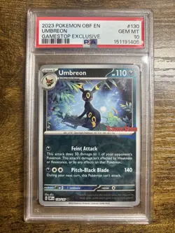 Umbreon GameStop PSA 10 Exclusive Reverse Holo Promo #130 2023 Pokemon OBF - Image 1
